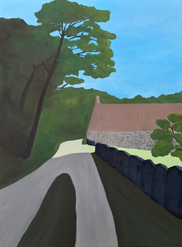 Painting titled "Chemin de Rospico #1" by Frédéric Cadiou, Original Artwork, Oil Mounted on Wood Stretcher frame
