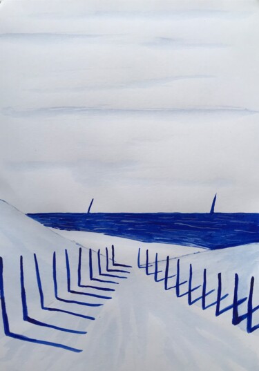 Drawing titled "La Torche bleue out…" by Frédéric Cadiou, Original Artwork, Acrylic