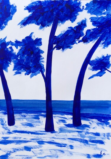 Malerei mit dem Titel "Bord de mer bleu ou…" von Frédéric Cadiou, Original-Kunstwerk, Acryl