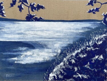 Painting titled "Littoral - bleu out…" by Frédéric Cadiou, Original Artwork, Acrylic