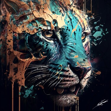 Arte digital titulada "Panthere V1" por Frédéric Font (Chroma), Obra de arte original, Pintura Digital Montado en Bastidor d…