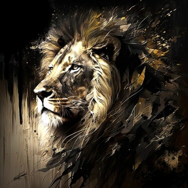 Arts numériques intitulée "Lion V1" par Frédéric Font (Chroma), Œuvre d'art originale, Peinture numérique Monté sur Châssis…
