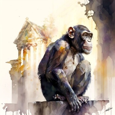 「L'âme de la Jungle」というタイトルのデジタルアーツ Frédéric Font (Chroma)によって, オリジナルのアートワーク, デジタル絵画 ウッドストレッチャーフレームにマウント