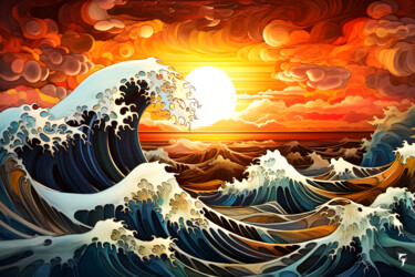 Arts numériques intitulée "Éclats de L'océan N…" par Frédéric Font (Chroma), Œuvre d'art originale, Peinture numérique Monté…