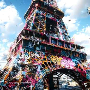 Digitale Kunst mit dem Titel "La Tour Eiffel Revê…" von Frédéric Font (Chroma), Original-Kunstwerk, Fotomontage Auf Keilrahm…