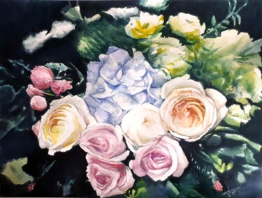 Pintura intitulada "Bouquet#1" por Frédéric Fournier, Obras de arte originais, Aquarela