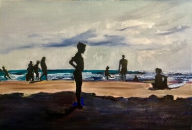 Peinture intitulée "Carcans plage 01" par Frederic Gauthier, Œuvre d'art originale, Huile