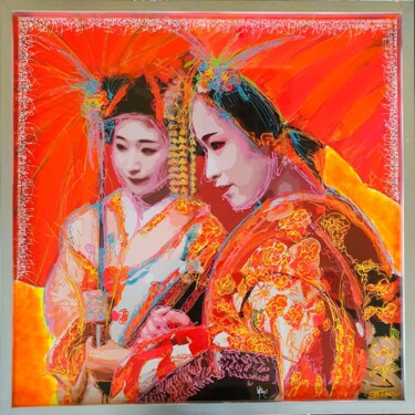 Pintura intitulada "Geisha 4" por Frédéric Haire, Obras de arte originais, Acrílico Montado em Armação em madeira