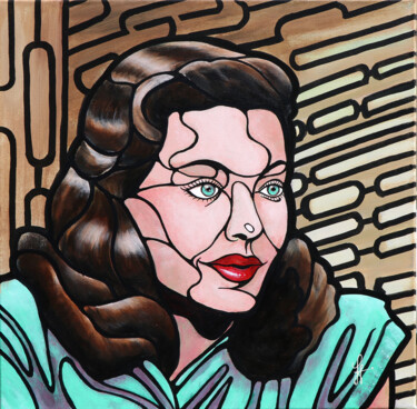 Painting titled "Gene Tierney" by Frederic Jacquet, Original Artwork, Acrylic