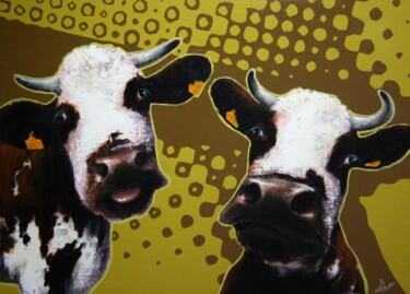 Peinture intitulée "vache à trame" par Frédéric Leleu, Œuvre d'art originale, Huile