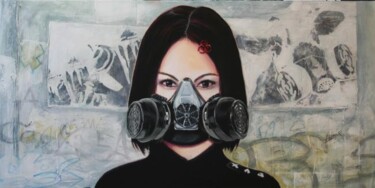 Pintura intitulada "aerosol girl" por Frédéric Leleu, Obras de arte originais