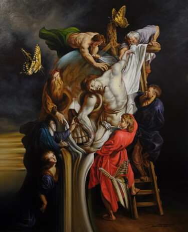Pintura intitulada "Entre ciel et terre" por Frédéric Martin, Obras de arte originais, Óleo