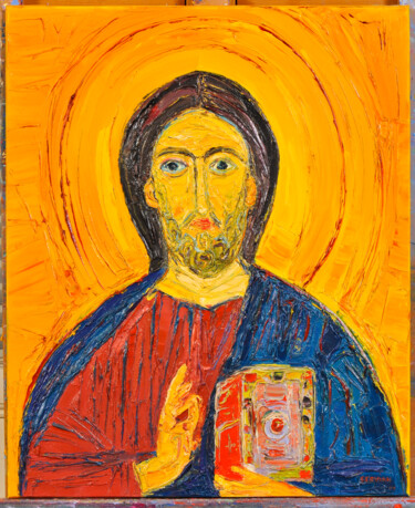 Painting titled "christ orthodox" by Frederic Servian, Original Artwork, Oil