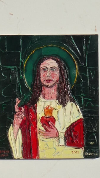 绘画 标题为“Sacré-Cœur de Jésus…” 由Frederic Servian, 原创艺术品, 油