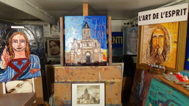 Painting titled "( façade de la basi…" by Frederic Servian, Original Artwork, Oil