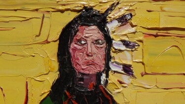 Painting titled "le chef des sioux" by Frederic Servian, Original Artwork, Oil