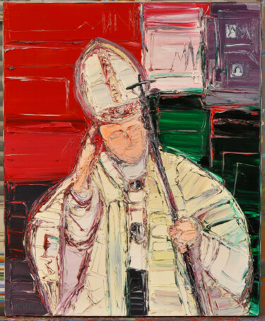 Painting titled "le pape jean paul I…" by Frederic Servian, Original Artwork, Oil
