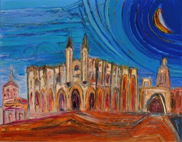 Painting titled "palais des pape avi…" by Frederic Servian, Original Artwork, Oil