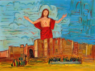 Painting titled "l entré du christ d…" by Frederic Servian, Original Artwork, Oil