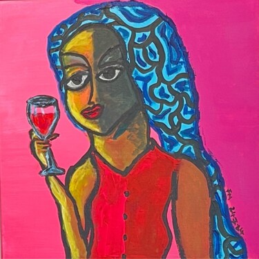 Painting titled "Drinking just a gla…" by Frédérick Meunier, Original Artwork, Acrylic Mounted on Wood Stretcher frame