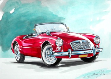 "MG A roadster 1962" başlıklı Resim Federico De Muro tarafından, Orijinal sanat, Suluboya