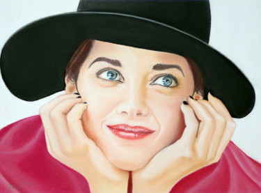 Peinture intitulée "Chapeau Marion" par Fred Mahieu, Œuvre d'art originale, Pastel