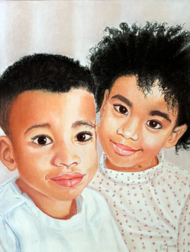 Peinture intitulée "Alyssa & Lenny" par Fred Mahieu, Œuvre d'art originale, Pastel