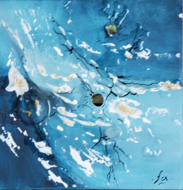 Painting titled "Série "Ice Blue "" by Frédérique Chabin-Rivière, Original Artwork, Acrylic Mounted on Wood Stretcher frame