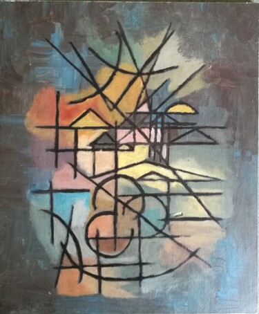 Painting titled "Construction de soi" by Frédérique Girin, Original Artwork, Acrylic Mounted on Wood Panel