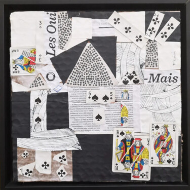 Collages titled "Les oui mais" by Frédérique Girin, Original Artwork, Collages Mounted on Wood Stretcher frame