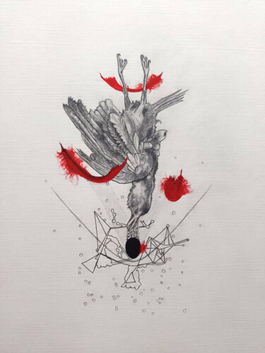 Desenho intitulada "Il tombe! Pourquoi!…" por Frédérique Lanquetin, Obras de arte originais, Lápis