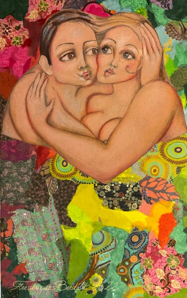 Digital Arts titled "Nous deux" by Frédérique Lecoq, Original Artwork, Pastel