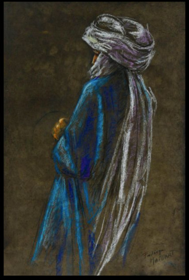 Dessin intitulée "Portrait de touareg…" par Frédérique Maillart, Œuvre d'art originale, Pastel