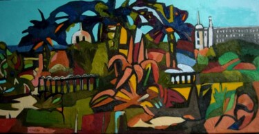 Painting titled ""le jardin Albert I…" by Frédérique Manley, Original Artwork, Oil