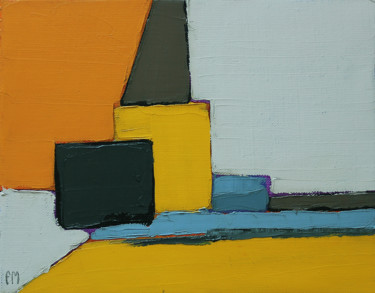 Malarstwo zatytułowany „Abstrait jaune et g…” autorstwa Frédérique Marteau, Oryginalna praca, Olej