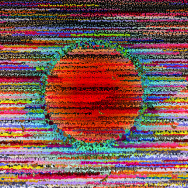 Arts numériques intitulée "Soleil rouge 2 (ave…" par Frédéric Durieu & Nathalie Erin, Œuvre d'art originale, Travail numériq…