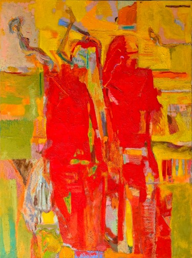 Painting titled "Tempera et huile su…" by Frédéric Vauge, Original Artwork, Oil