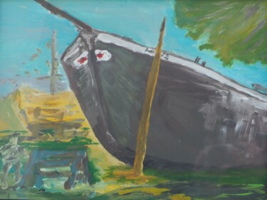 Peinture intitulée "In der Werft" par Friedemann Ohms, Œuvre d'art originale, Gouache