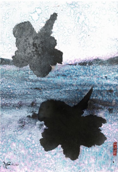 Painting titled "Drifting through Sn…" by Friedrich Zettl, Original Artwork, Ink Mounted on Cardboard