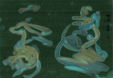 Zeichnungen mit dem Titel "Dancing Couple" von Friedrich Zettl, Original-Kunstwerk, Marker