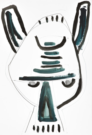 Рисунок под названием "Corrida Bleue - Mas…" - Manu Frigerio, Подлинное произведение искусства, Пигменты