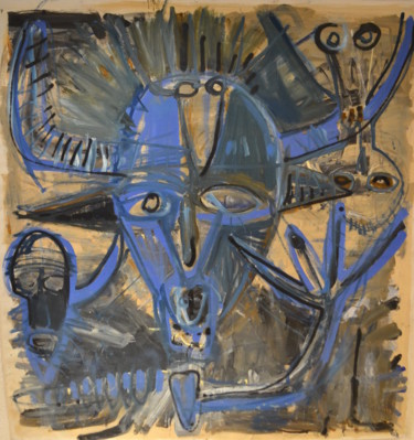 Ζωγραφική με τίτλο "Corrida Bleue" από Manu Frigerio, Αυθεντικά έργα τέχνης, Λάδι