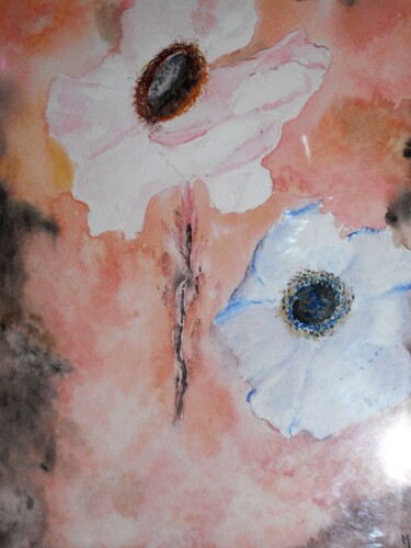 Dessin intitulée "ANEMONES style  "ar…" par Marie France Philibert Zamai, Œuvre d'art originale, Aquarelle