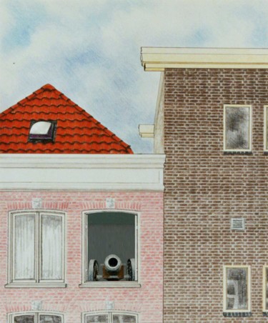 Tekening getiteld "the other side" door Frits Sergeant, Origineel Kunstwerk, Potlood