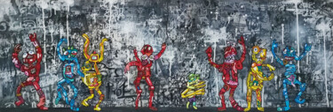 Картина под названием "jazz fiesta" - Frob, Подлинное произведение искусства, Акрил Установлен на Деревянная рама для носилок