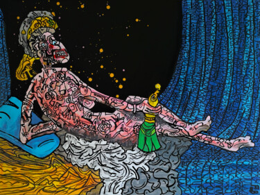Картина под названием "odalisk" - Frob, Подлинное произведение искусства, Акрил Установлен на Деревянная рама для носилок