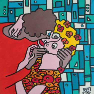 Peinture intitulée "le baiser" par Frob, Œuvre d'art originale, Acrylique