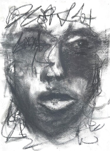 Drawing titled "LOSING IT.1" by Fryd, Original Artwork, Charcoal