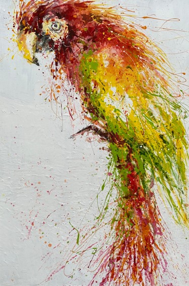 Pittura intitolato "Parrot" da Simona Fumagalli, Opera d'arte originale, Acrilico