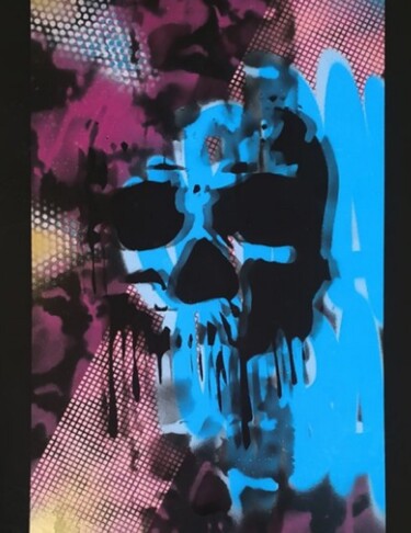 Schilderij getiteld "Live & Love (Skull…" door Für, Origineel Kunstwerk, Graffiti